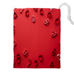 Valentine Day Logo Heart Ribbon Drawstring Pouch (5xl) by artworkshop