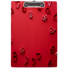 Valentine Day Logo Heart Ribbon A4 Acrylic Clipboard by artworkshop