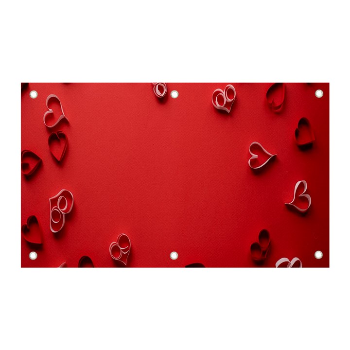 Valentine Day Logo Heart Ribbon Banner and Sign 5  x 3 