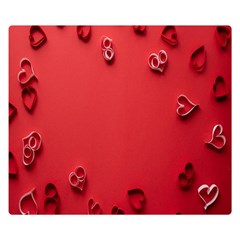 Valentine Day Logo Heart Ribbon One Side Premium Plush Fleece Blanket (small)