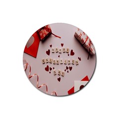 Valentine Gift Box Rubber Round Coaster (4 Pack) by artworkshop