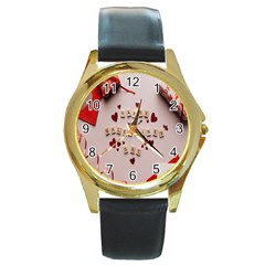 Valentine Gift Box Round Gold Metal Watch by artworkshop