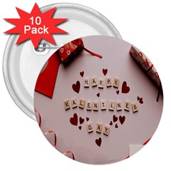 Valentine Gift Box 3  Buttons (10 Pack)  by artworkshop