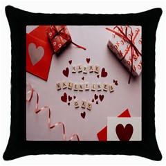 Valentine Gift Box Throw Pillow Case (black) by artworkshop