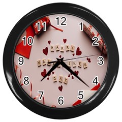 Valentine Gift Box Wall Clock (black) by artworkshop