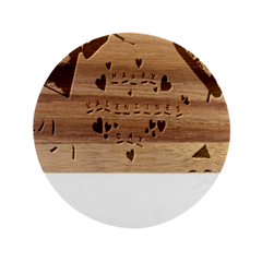 Valentine Gift Box Marble Wood Coaster (round)