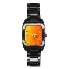 Wallpaper Liquid Bubbles Macro Orange Bright Stainless Steel Barrel Watch by artworkshop