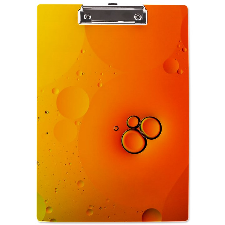 Wallpaper Liquid Bubbles Macro Orange Bright A4 Acrylic Clipboard