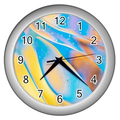 Water And Sunflower Oil Wall Clock (silver) by artworkshop