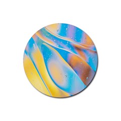 Water And Sunflower Oil Rubber Round Coaster (4 Pack) by artworkshop