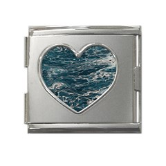 Water Sea Mega Link Heart Italian Charm (18mm)