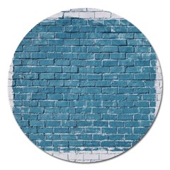 White And Blue Brick Wall Magnet 5  (round) by artworkshop