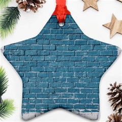 White And Blue Brick Wall Ornament (star) by artworkshop