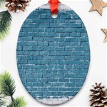 White And Blue Brick Wall Oval Ornament (Two Sides) Front