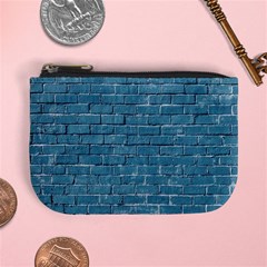 White And Blue Brick Wall Mini Coin Purse by artworkshop