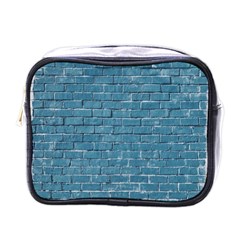 White And Blue Brick Wall Mini Toiletries Bag (one Side) by artworkshop