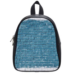 White And Blue Brick Wall School Bag (small) by artworkshop