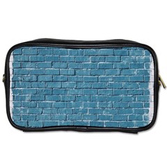 White And Blue Brick Wall Toiletries Bag (two Sides) by artworkshop