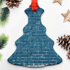 White And Blue Brick Wall Ornament (christmas Tree)  by artworkshop