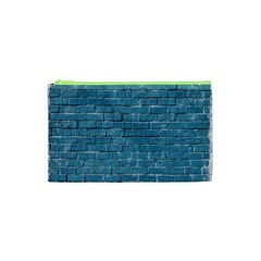 White And Blue Brick Wall Cosmetic Bag (xs) by artworkshop