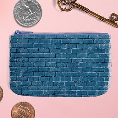 White And Blue Brick Wall Large Coin Purse by artworkshop