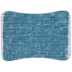 White And Blue Brick Wall Velour Seat Head Rest Cushion by artworkshop