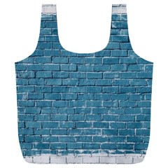 White And Blue Brick Wall Full Print Recycle Bag (xxxl) by artworkshop