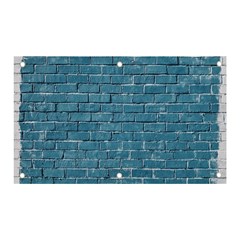 White And Blue Brick Wall Banner And Sign 5  X 3  by artworkshop