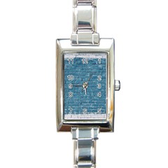 White And Blue Brick Wall Rectangle Italian Charm Watch by artworkshop