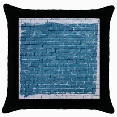 White And Blue Brick Wall Throw Pillow Case (black) by artworkshop