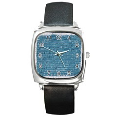 White And Blue Brick Wall Square Metal Watch by artworkshop