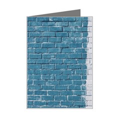 White And Blue Brick Wall Mini Greeting Card by artworkshop