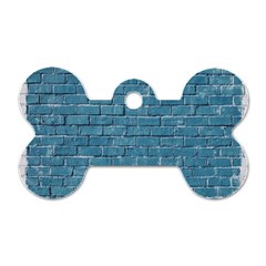 White And Blue Brick Wall Dog Tag Bone (one Side) by artworkshop