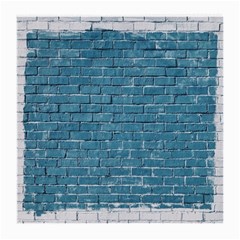 White And Blue Brick Wall Medium Glasses Cloth (2 Sides) by artworkshop