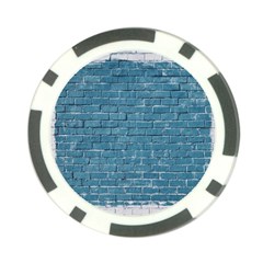 White And Blue Brick Wall Poker Chip Card Guard by artworkshop