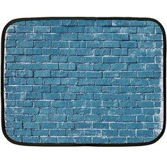 White And Blue Brick Wall Fleece Blanket (mini) by artworkshop