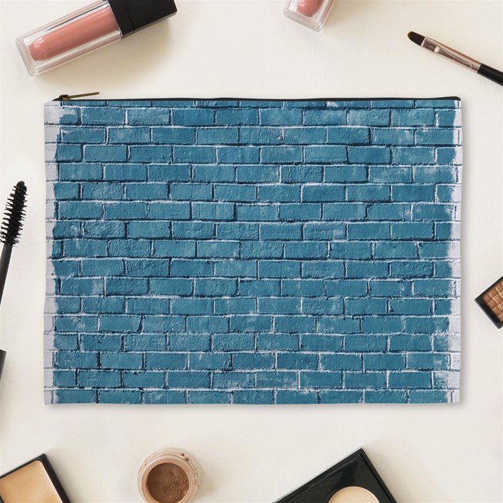 White And Blue Brick Wall Cosmetic Bag (XL)