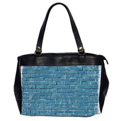 White And Blue Brick Wall Oversize Office Handbag (2 Sides) by artworkshop