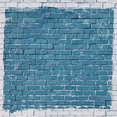 White And Blue Brick Wall Play Mat (square)