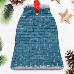 White And Blue Brick Wall Bell Ornament (two Sides) by artworkshop