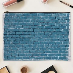 White And Blue Brick Wall Cosmetic Bag (xxxl) by artworkshop