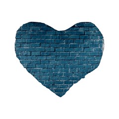 White And Blue Brick Wall Standard 16  Premium Heart Shape Cushions by artworkshop