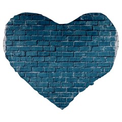 White And Blue Brick Wall Large 19  Premium Heart Shape Cushions by artworkshop