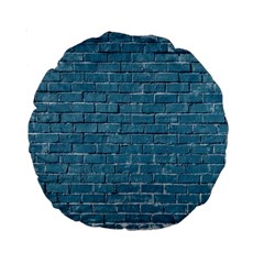 White And Blue Brick Wall Standard 15  Premium Round Cushions by artworkshop