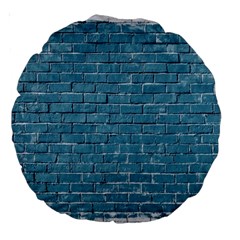 White And Blue Brick Wall Large 18  Premium Round Cushions by artworkshop