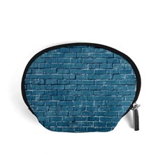 White And Blue Brick Wall Accessory Pouch (small) by artworkshop