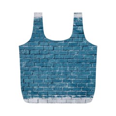 White And Blue Brick Wall Full Print Recycle Bag (m) by artworkshop