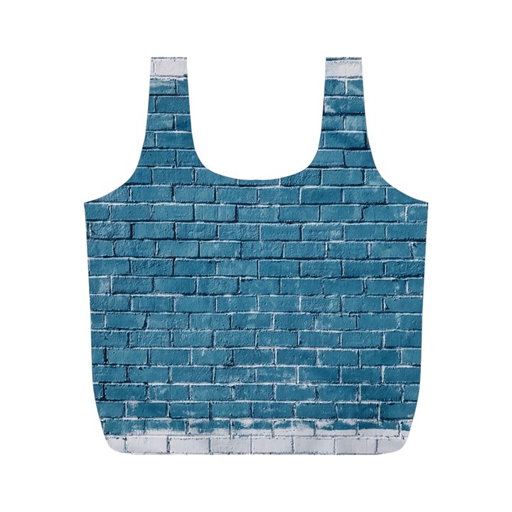 White And Blue Brick Wall Full Print Recycle Bag (M)