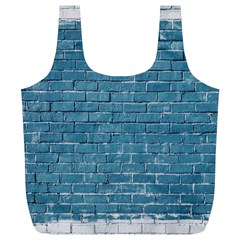 White And Blue Brick Wall Full Print Recycle Bag (xl) by artworkshop