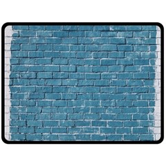 White And Blue Brick Wall Fleece Blanket (large) by artworkshop